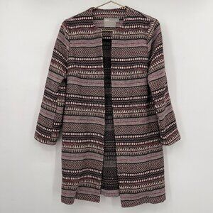 ASOS Women’s Open Front Duster Textured Jacket Multicolored Geometric Pattern 6